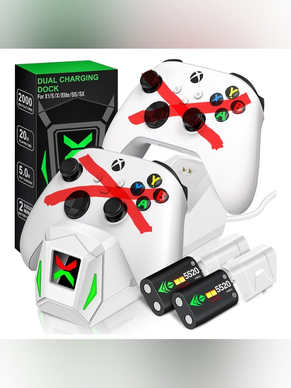 Dual Charging Dock Station W/4 Covers FOR Xbox Series X|S One Elite Controllers.